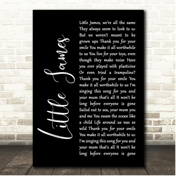 Oasis Little James Black Script Song Lyric Print