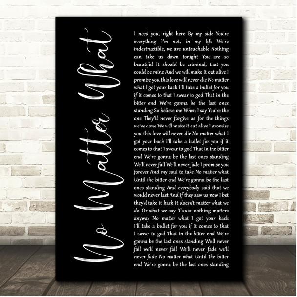 Papa Roach No Matter What Black Script Song Lyric Print