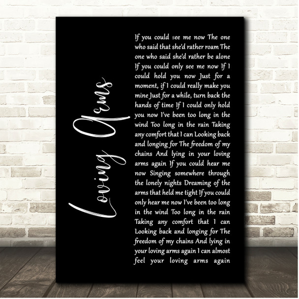 Paul Heaton & Jacqui Abbott Loving Arms Black Script Song Lyric Print