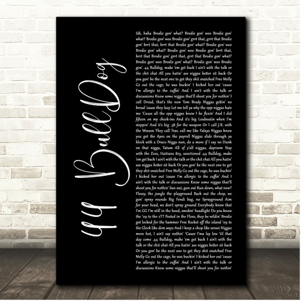 Pop Smoke 44 BullDog Black Script Song Lyric Print