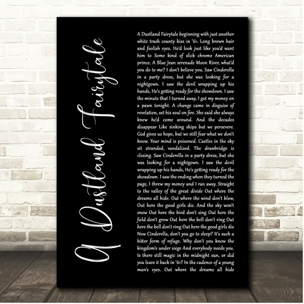 The Killers A Dustland Fairytale Black Script Song Lyric Print