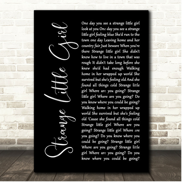 The Stranglers Strange Little Girl Black Script Song Lyric Print