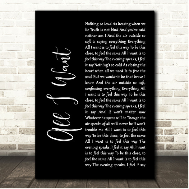 Toad the Wet Sprocket All I Want Black Script Song Lyric Print