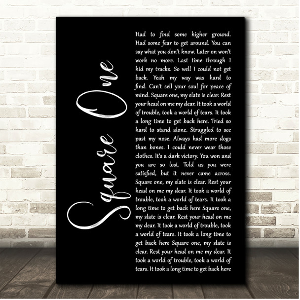 Tom Petty Square One Black Script Song Lyric Print