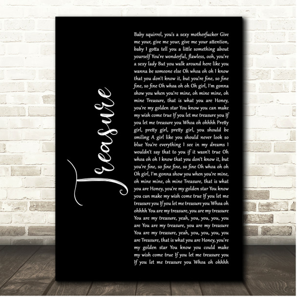 Bruno Mars Treasure Black Script Song Lyric Print
