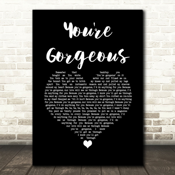 Baby Bird You're Gorgeous Black Heart Song Lyric Music Art Print