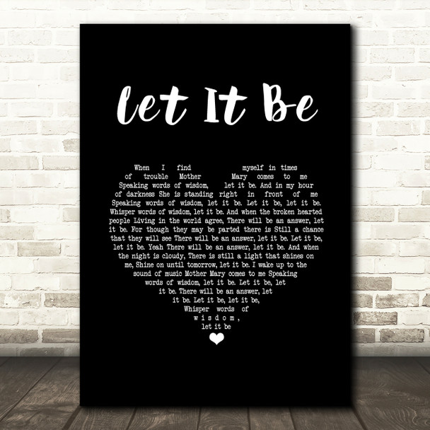 Paul McCartney Let It Be Black Heart Song Lyric Music Art Print