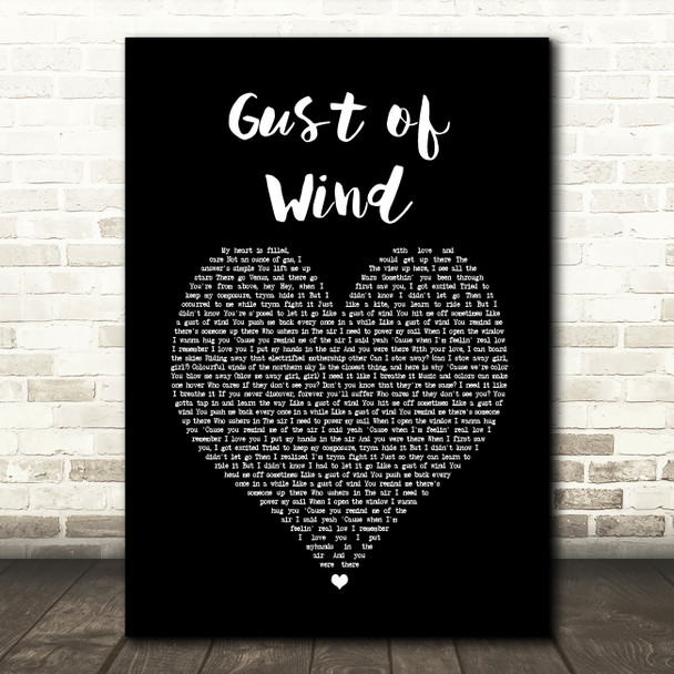 Pharrell Williams Gust of Wind Black Heart Song Lyric Music Art Print