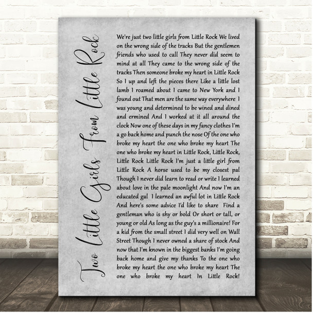 Marilyn Monroe Two Little Girls From Little Rock Grey Rustic Script Song Lyric Print