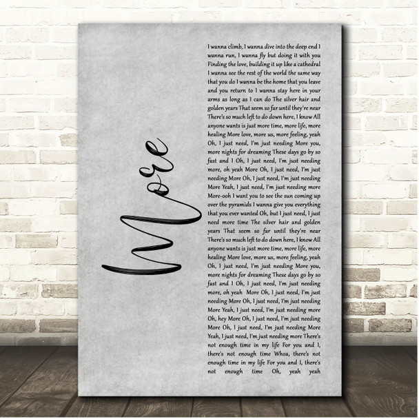 Sam Ryder More Grey Rustic Script Song Lyric Print