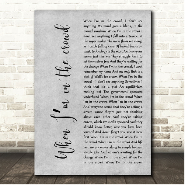 The Jam In the Crowd Grey Rustic Script Song Lyric Print