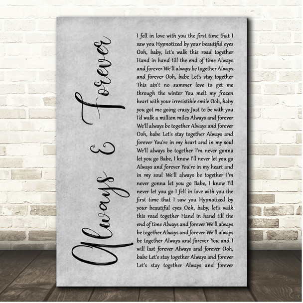 Whitesnake Always & Forever Grey Rustic Script Song Lyric Print