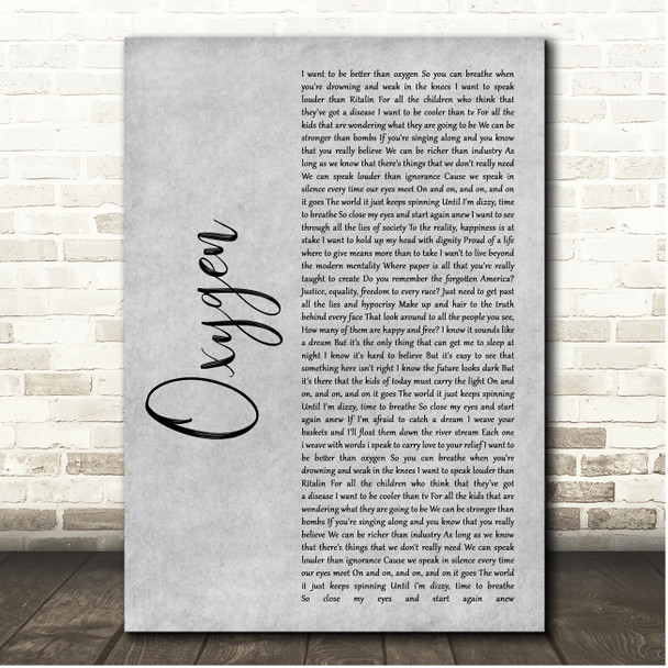 Willie Nelson Oxygen Grey Rustic Script Song Lyric Print