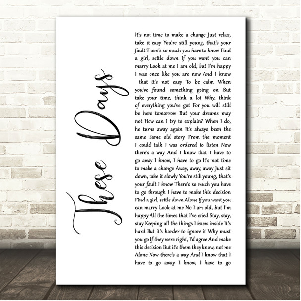 Cat Stevens Father and Son White Script Song Lyric Print
