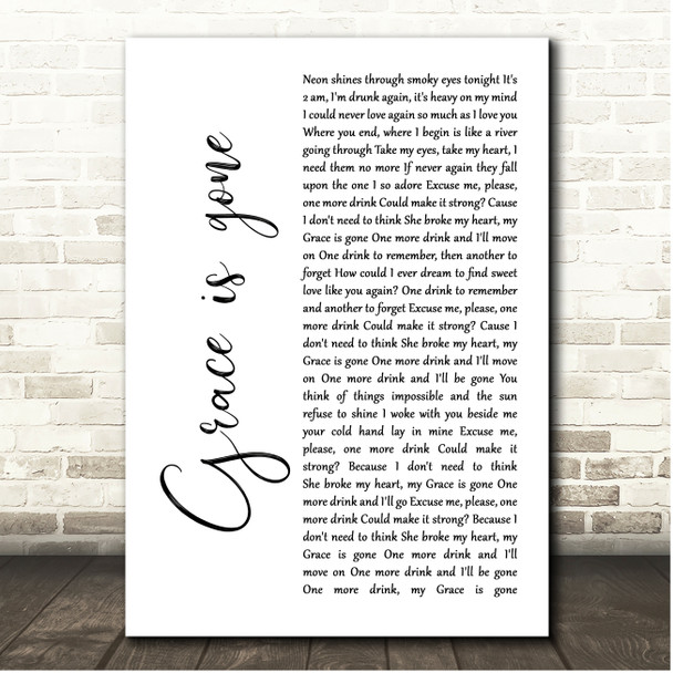 Dave Matthews Band Grace Is Gone White Script Song Lyric Print
