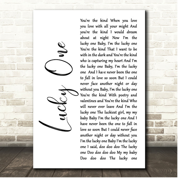 Amy Grant Lucky One White Script Song Lyric Print
