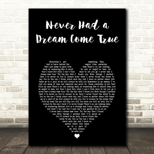 S Club 7 Never Had a Dream Come True Black Heart Song Lyric Music Art Print