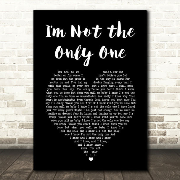 Sam Smith Im Not the Only One Black Heart Song Lyric Music Art Print
