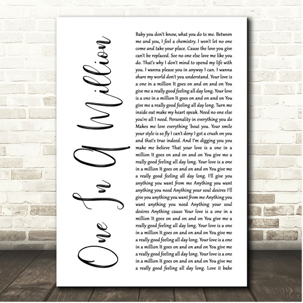 Aaliyah One In A Million White Script Song Lyric Print