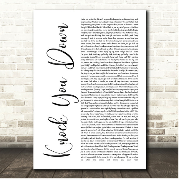 Keri Hilson Knock You Down White Script Song Lyric Print