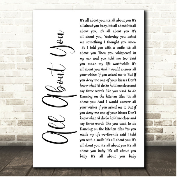 McFly All About You White Script Song Lyric Print
