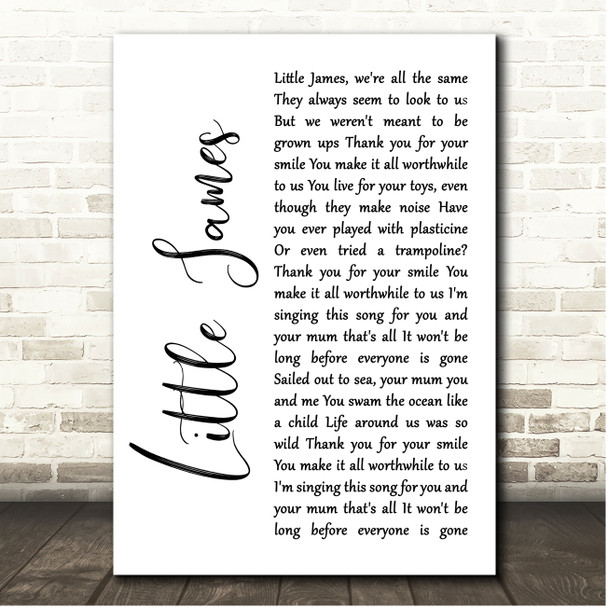 Oasis Little James White Script Song Lyric Print