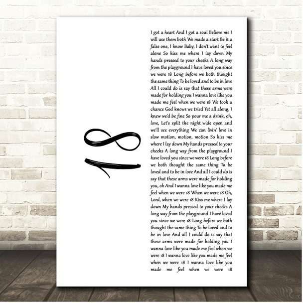 One Direction 18 White Script Song Lyric Print
