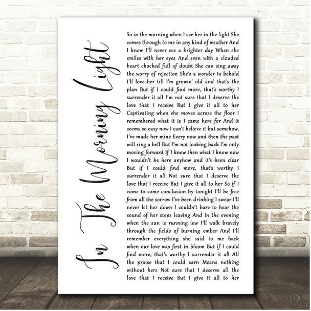 Billy Strings In The Morning Light White Script Song Lyric Print