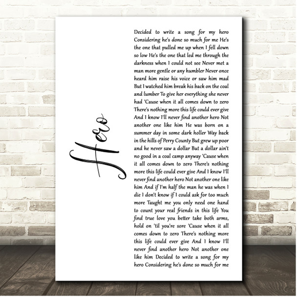 Sturgill Simpson Hero White Script Song Lyric Print
