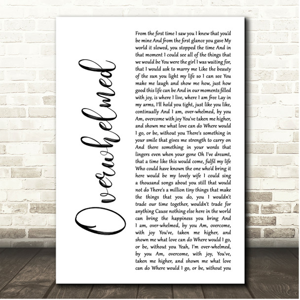 Tim McMorris Overwhelmed White Script Song Lyric Print
