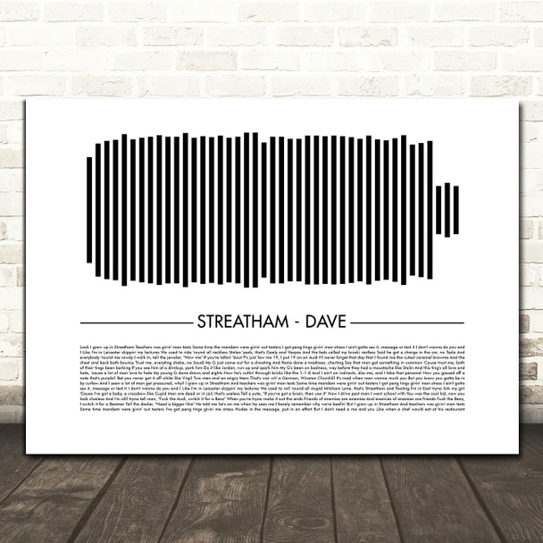 Dave Streatham Sound Wave Minimal Song Lyric Print