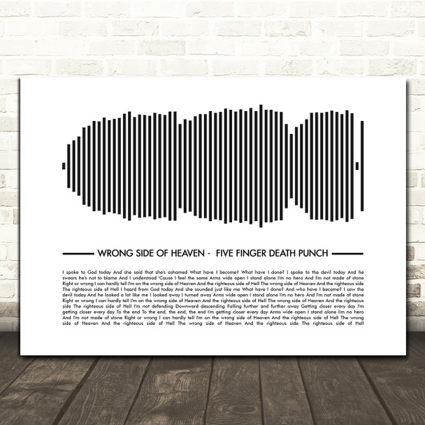 Five Finger Death Punch Wrong Side of Heaven Sound Wave Minimal Song Lyric Print
