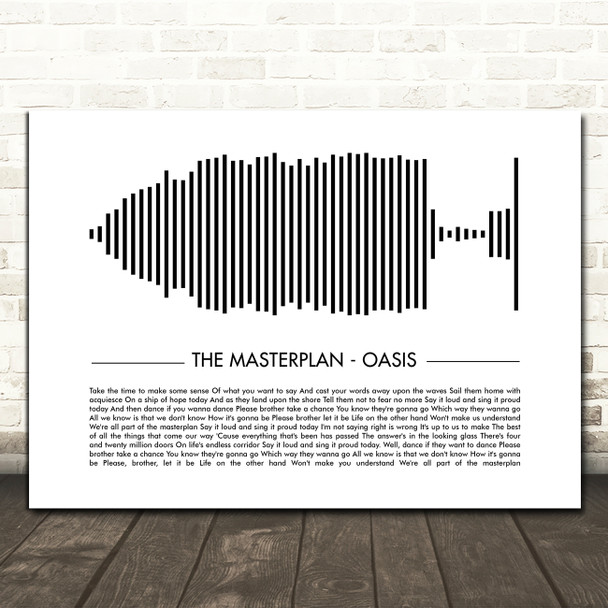 Oasis The Masterplan Sound Wave Minimal Song Lyric Print