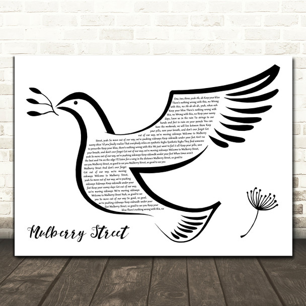 twenty one pilots Mulberry Street Black & White Dove Bird Song Lyric Print