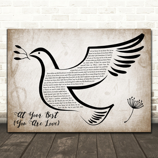 Aaliyah At Your Best (You Are Love) Vintage Dove Bird Song Lyric Print