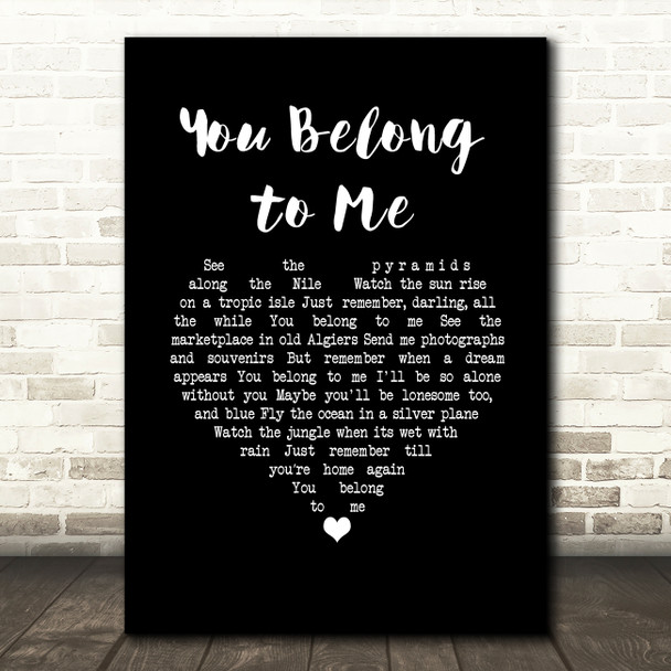 The Duprees You Belong to Me Black Heart Song Lyric Music Art Print