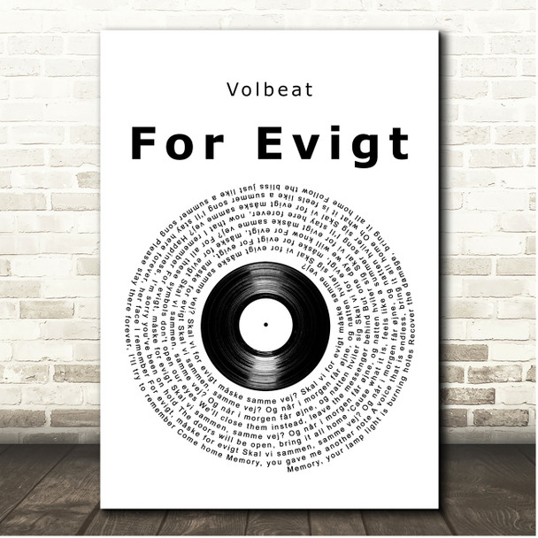 Volbeat For Evigt Vinyl Record Song Lyric Print