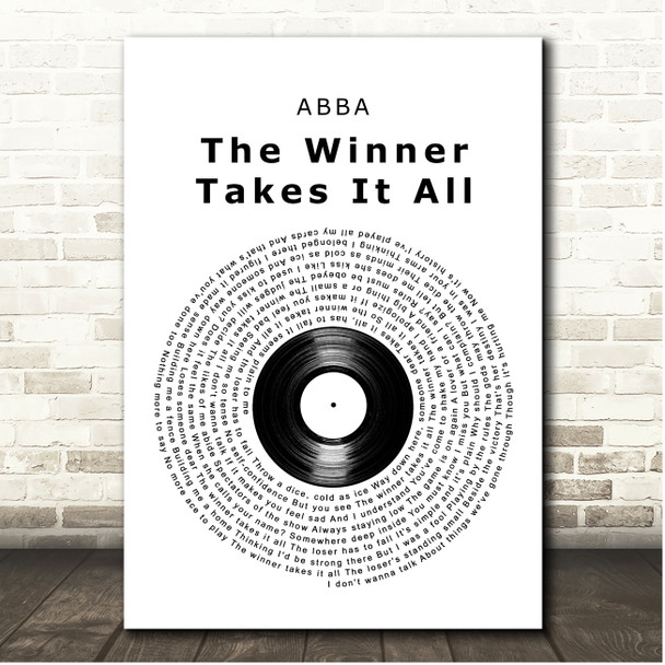 ABBA The Winner Takes It All Vinyl Record Song Lyric Print
