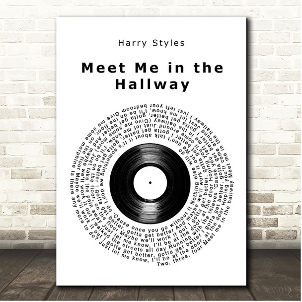 Harry Styles Meet Me in the Hallway Vinyl Record Song Lyric Print