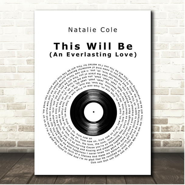 Natalie Cole This Will Be (An Everlasting Love) Vinyl Record Song Lyric Print