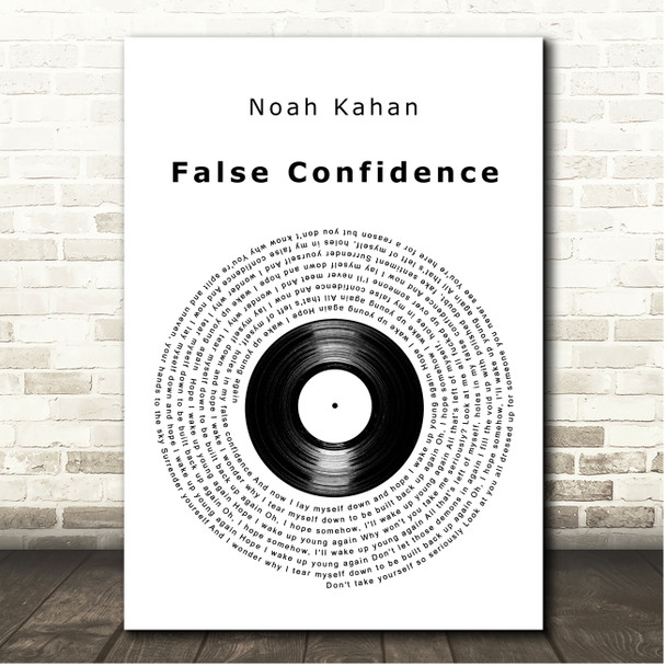 Noah Kahan False Confidence Vinyl Record Song Lyric Print