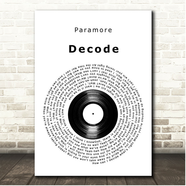 Paramore Decode Vinyl Record Song Lyric Print