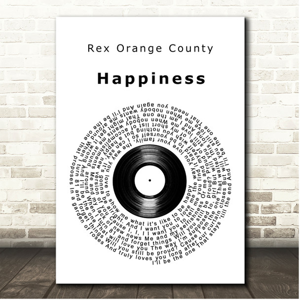 Rex Orange County Happiness Vinyl Record Song Lyric Print