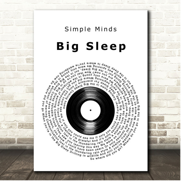 Simple Minds Big Sleep Vinyl Record Song Lyric Print