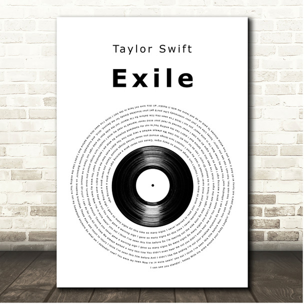 Taylor Swift Exile Vinyl Record Song Lyric Print