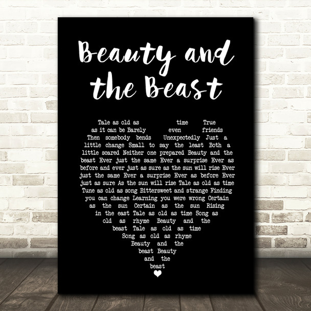Celine Dion Beauty and the Beast Black Heart Song Lyric Music Art Print