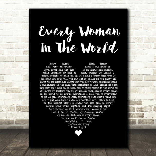 Air Supply Every Woman In The World Black Heart Song Lyric Quote Music Print