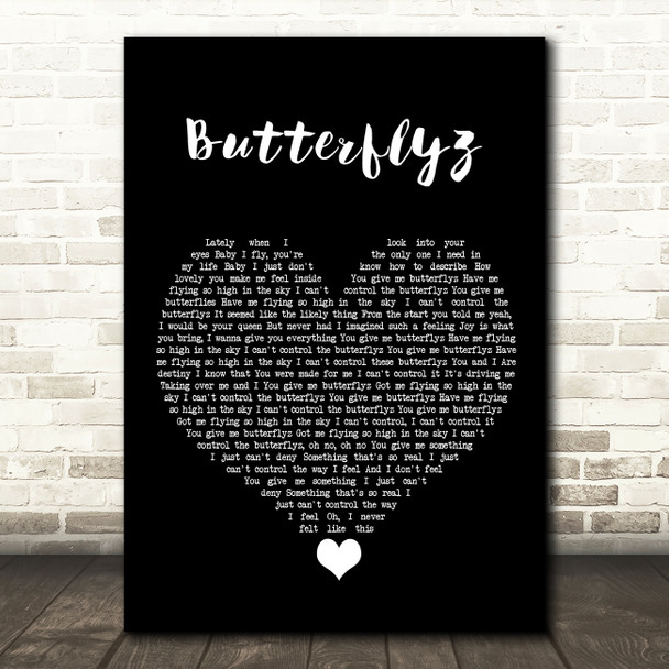 Alicia Keys Butterflyz Black Heart Song Lyric Quote Music Print