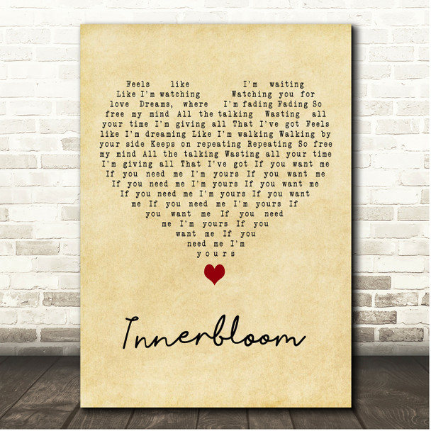 RÜFÜS DU SOL Innerbloom Vintage Heart Song Lyric Print