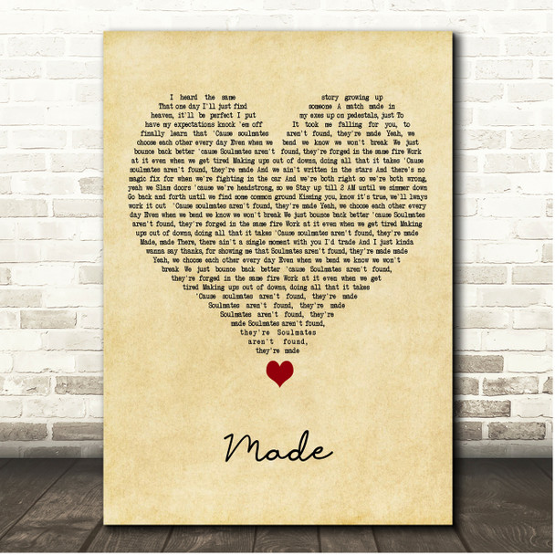 Spencer Crandall Made Vintage Heart Song Lyric Print